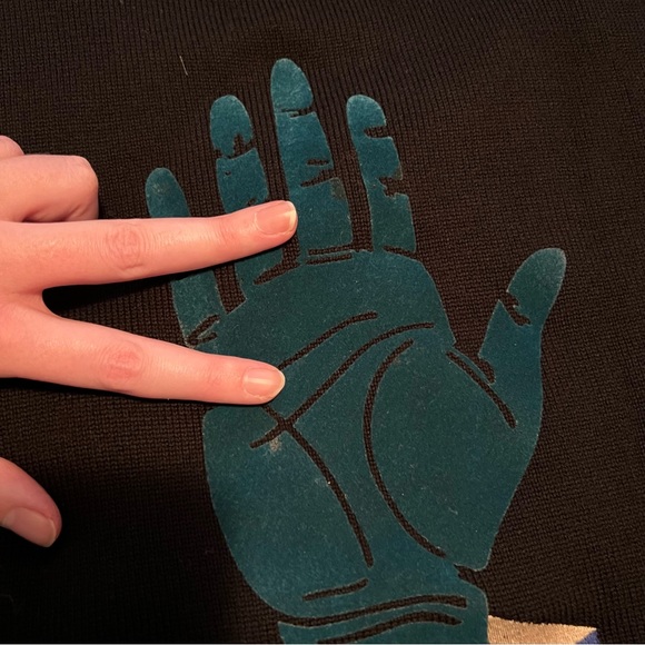 Opening ceremony black wool hand sweater flocked goth diesel Owens - Picture 6 of 8